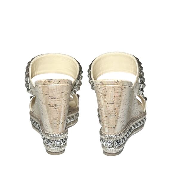 Christian Louboutin Ecu 120 Liege Pepite Studded Platform Wedge Heels Sandals 37 - Picture 6 of 8